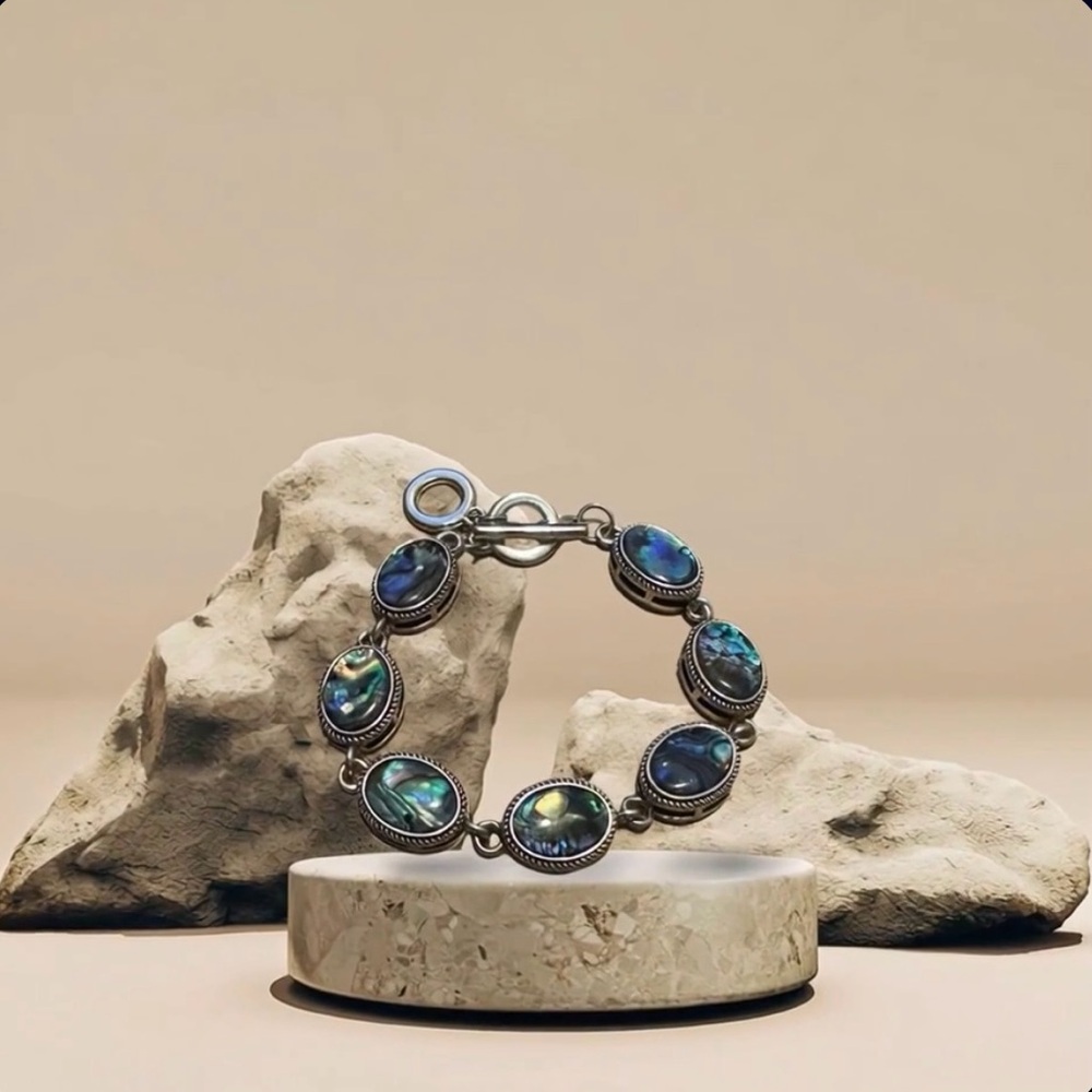 🌹0162 Silver and Blue Gemstone Bracelet